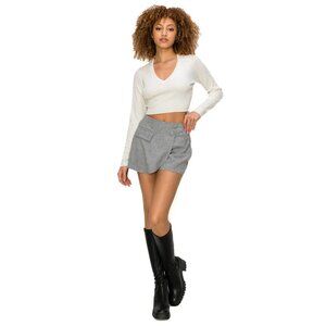 Cali1850 Two Button Design High Waisted Mini Skort Skirt Size M